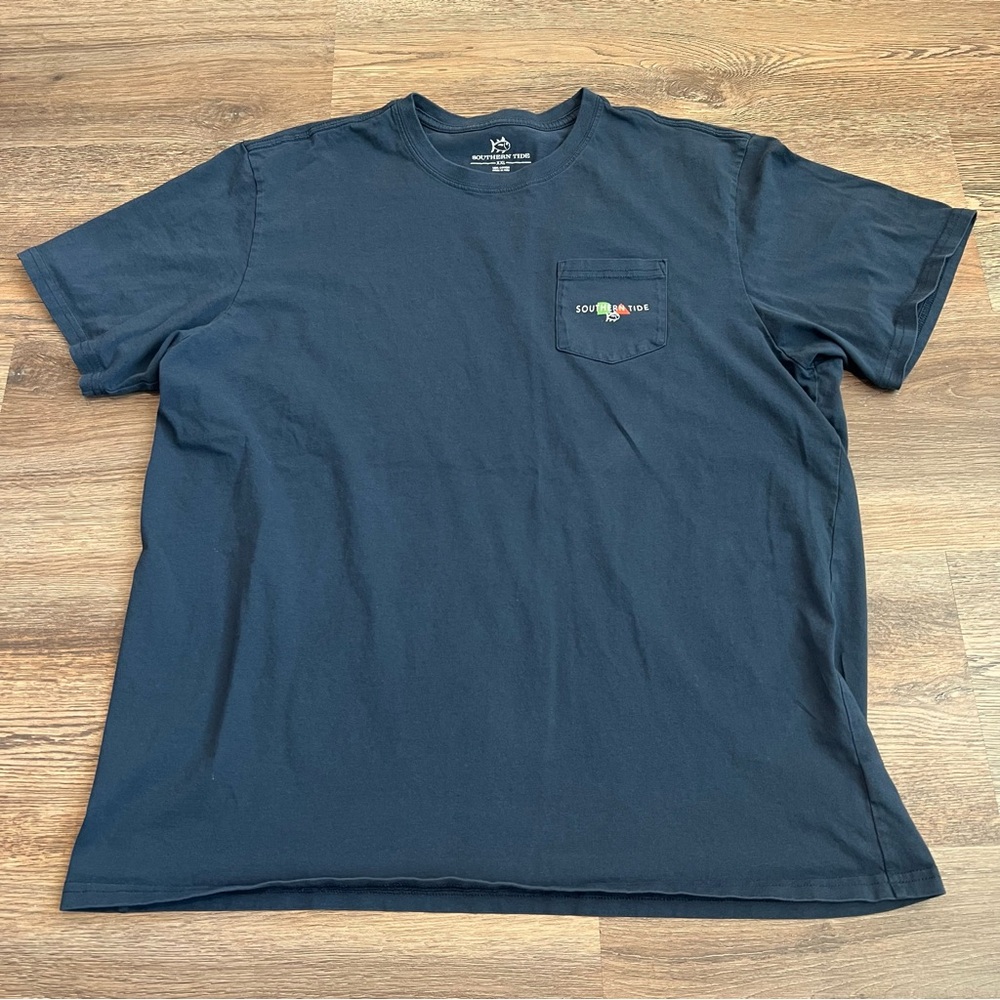 Southern Tide Channel Markers Graphic T-Shirt Men’s XXL Navy Blue Pocket Cotton